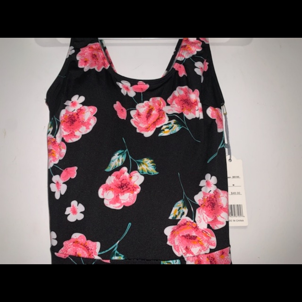 NWT Buzz Swim Dress sz M Black & Pink‎ Floral Swim Dress - Picture 5 of 9